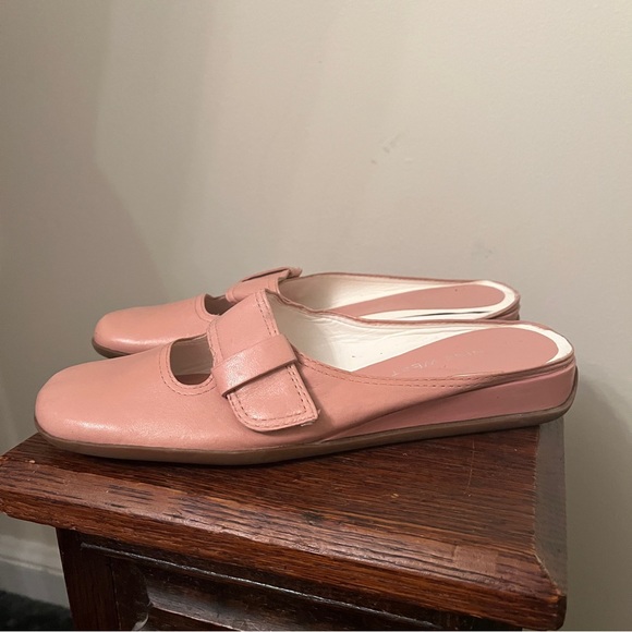 Y2K Nine West Pink Leather Cut Out Loafer Mules - Picture 3 of 7